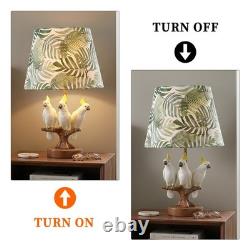 Creative Three Parrots Green Leaf Fabric Desk Lamp, 10 Inches, Reading Light, New