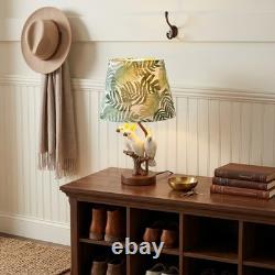 Creative Three Parrots Green Leaf Fabric Desk Lamp, 10 Inches, Reading Light, New