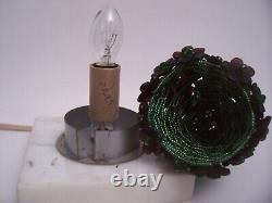 Czech Glass Beaded Bulb Cover Shade Lamp Metal Topiary 5 3/4 Tree Marble Base