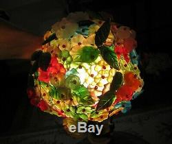 Czech Glass Flower Lamp Shade Vintage Art Deco 5 Ball Chandelier like fruit