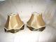 Dale Tiffany Art Nouveau Silk Tan With Brown Lace Vintage Pair Of Lamp Shades