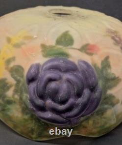 Dale Tiffany Puffy Roses Pairpoint Style Table Lamp Reverse Hand Painted Antique