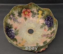 Dale Tiffany Puffy Roses Pairpoint Style Table Lamp Reverse Hand Painted Antique