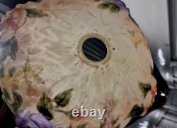 Dale Tiffany Puffy Roses Pairpoint Style Table Lamp Reverse Hand Painted Antique