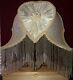 Dale Tiffany Vtg Cream Colored Fabric Victorian Heart Lamp Shade Beaded Fringe