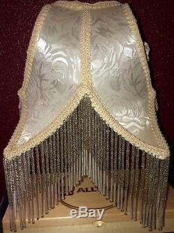 Dale Tiffany VTG Cream Colored Fabric Victorian Heart Lamp Shade Beaded Fringe