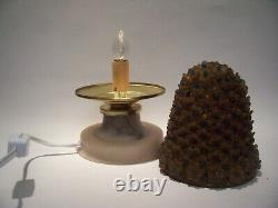 Deco Czech Amber Glass Beaded Bulb Cover Shade Lamp Antique Alabaster 6 3/4