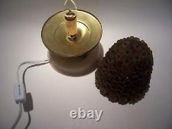 Deco Czech Amber Glass Beaded Bulb Cover Shade Lamp Antique Alabaster 6 3/4