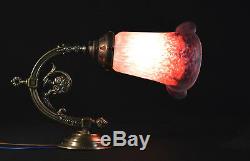 Deco brass vintage antique wall light sconce handmade French glass lamp shade