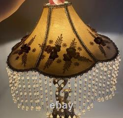 Decorative lampshade Victorian style embroidered floral Vintage handmade