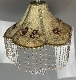 Decorative lampshade Victorian style embroidered floral Vintage handmade
