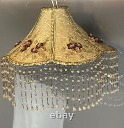 Decorative lampshade Victorian style embroidered floral Vintage handmade
