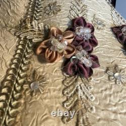 Decorative lampshade Victorian style embroidered floral Vintage handmade