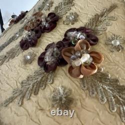 Decorative lampshade Victorian style embroidered floral Vintage handmade