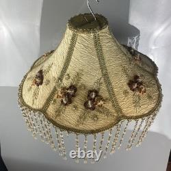 Decorative lampshade Victorian style embroidered floral Vintage handmade