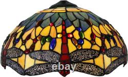 Dragonfly Style Stained Glass Lamp Shade Replacement Only 16X8 Inch Tiffany Lamp