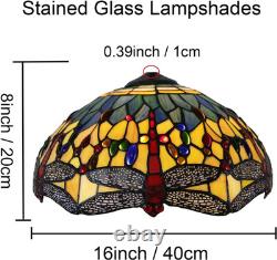 Dragonfly Style Stained Glass Lamp Shade Replacement Only 16X8 Inch Tiffany Lamp