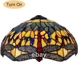 Dragonfly Style Stained Glass Lamp Shade Replacement Only 16X8 Inch Tiffany Lamp