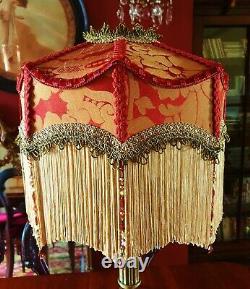 Duchess. Victorian Downton Traditional Lampshade. Terracotta & Gold Damask. 14