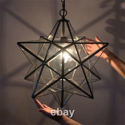 E27 Antique Moravian Star Pendant Light Metal Glass Shade Lamp Ceiling Lights