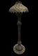 Early Moorish Style Antique Brass Filigree Floor Lamp With Shade C. 1920