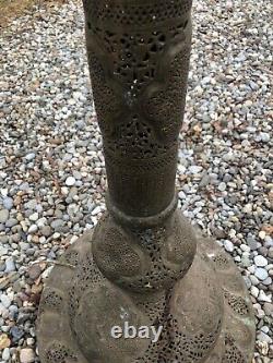 EARLY Moorish Style Antique Brass FILIGREE Floor Lamp with Shade c. 1920