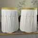 Euc Pair 2 Vintage Pinch Pleat Drum Lamp Shade White Gold Hollywood Regency Mcm
