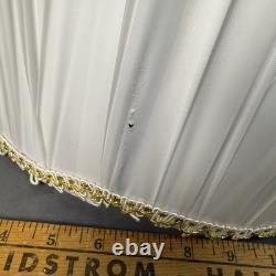 EUC Pair 2 Vintage Pinch Pleat Drum Lamp Shade White Gold Hollywood Regency MCM