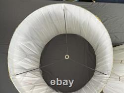 EUC Pair 2 Vintage Pinch Pleat Drum Lamp Shade White Gold Hollywood Regency MCM