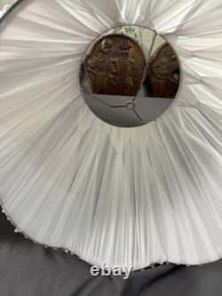 EUC Pair 2 Vintage Pinch Pleat Drum Lamp Shade White Gold Hollywood Regency MCM EUC Pair 2 Vintage Pinch Pleat Drum Lamp Shade White Gold Hollywood Regency MCM