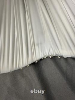 EUC Pair 2 Vintage Pinch Pleat Drum Lamp Shade White Gold Hollywood Regency MCM