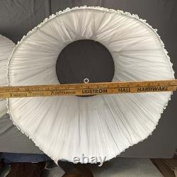 EUC Pair 2 Vintage Pinch Pleat Drum Lamp Shade White Gold Hollywood Regency MCM