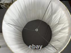 EUC Pair 2 Vintage Pinch Pleat Drum Lamp Shade White Gold Hollywood Regency MCM