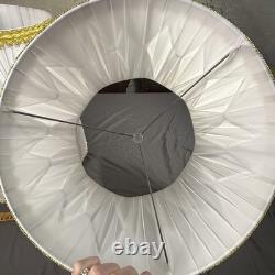 EUC Pair 2 Vintage Pinch Pleat Drum Lamp Shade White Gold Hollywood Regency MCM
