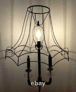 EUC VINTAGE Cast Iron Lamp Base 3 Tier Glass Spheres Bulb Shade Not Included