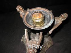 Early 1900's Vintage Lamp Antique Lighting Lamps Art Deco End of Day Shade Nymph