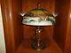 Early 20th. C Reverse Painted Glass Shade Table Lamp, Works, Antique/vintage