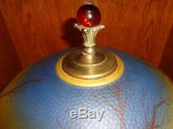 Early 20th. C Reverse Painted Glass Shade Table Lamp, Works, Antique/Vintage