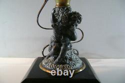 Electrtified Vintage Kerosene Oil figural Lamp with 4 gas shade