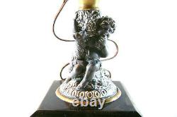 Electrtified Vintage Kerosene Oil figural Lamp with 4 gas shade