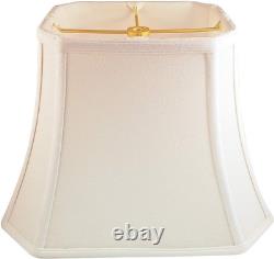 Elegant White Linen Rectangle Cut Corner Lamp Shade 5x6.5x8x12 Inches
