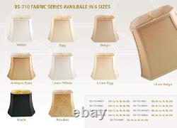 Elegant White Linen Rectangle Cut Corner Lamp Shade 5x6.5x8x12 Inches