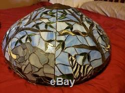 Elephant and Zebra Tiffany Style Stained Glass Lamp Shade 24 Diameter. Vintage