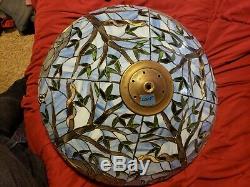 Elephant and Zebra Tiffany Style Stained Glass Lamp Shade 24 Diameter. Vintage