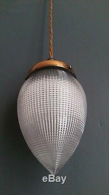 English Antique/Vintage Acorn Prismatic Glass Ceiling Pendant Light Shade (20s)