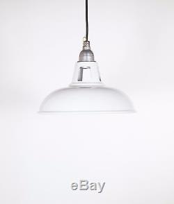 FARSLEY white factory enamel ceiling pendant light vintage industrial