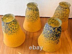FOUR Antique Pate de Verre Style lampshades Art du France UNSIGNED one AS-IS