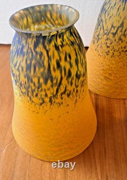 FOUR Antique Pate de Verre Style lampshades Art du France UNSIGNED one AS-IS
