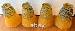 FOUR Antique Pate de Verre Style lampshades Art du France UNSIGNED one AS-IS