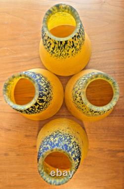 FOUR Antique Pate de Verre Style lampshades Art du France UNSIGNED one AS-IS